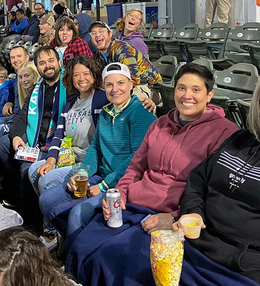 The team and friends attending a Kansas City Current match